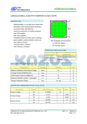 2SB082020MAJL datasheet - SCHOTTKY BARRIER DIODE CHIPS