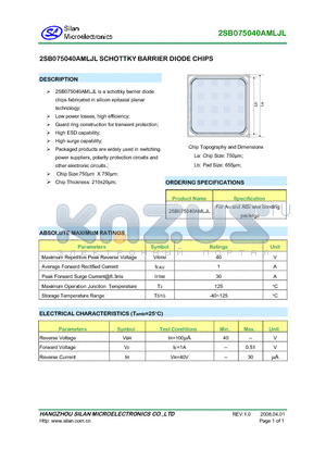 2SB075040AMLJL datasheet - SCHOTTKY BARRIER DIODE CHIPS