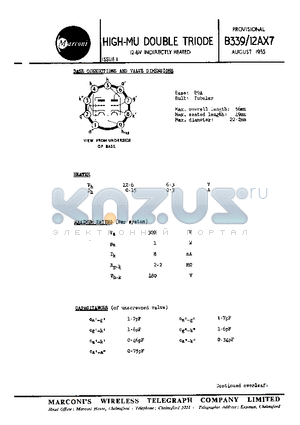 12AX7 datasheet - HIGH-MU DOUBLE TRIODE