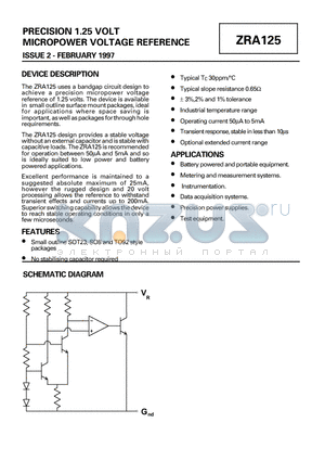 12B datasheet - PRECISION 1.25 VOLT MICROPOWER VOLTAGE REFERENCE