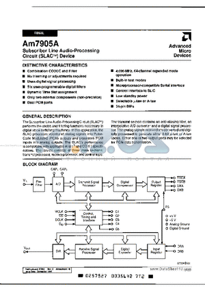 AM7905A datasheet - Subscriber Line Audio Processing Circuit (SLAC)Device