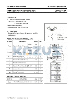 BD750A datasheet - isc Silicon PNP Power Transistors