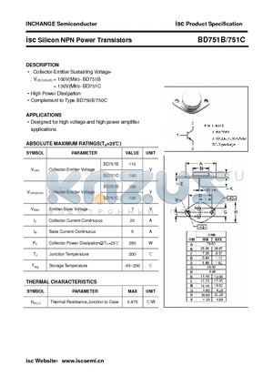 BD751B datasheet - isc Silicon NPN Power Transistors