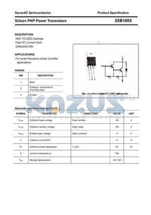 2SB1005 datasheet - Silicon PNP Power Transistors