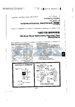 12CTQ035 datasheet - 12 AMP DUAL SCHOTTKY CENTER TAP RECTIFIERS