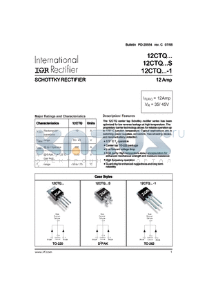 12CTQ035 datasheet - SCHOTTKY RECTIFIER