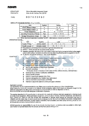 BD7620KS2 datasheet - Video-Audio Interface for LCD TV