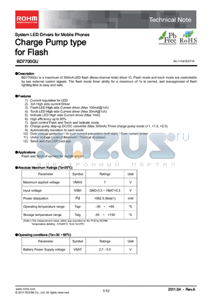 BD7700GU_11 datasheet - Charge Pump type for Flash