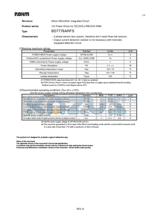 BD7776ARFS datasheet - Silicon Monolithic Integrated Circuit