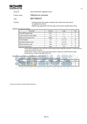 BD7790KVT datasheet - Silicon Monolithic Integrated Circuit