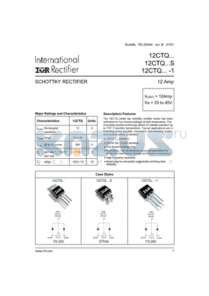 12CTQ040S datasheet - SCHOTTKY RECTIFIER