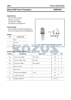 2SB1024 datasheet - Silicon PNP Power Transistors