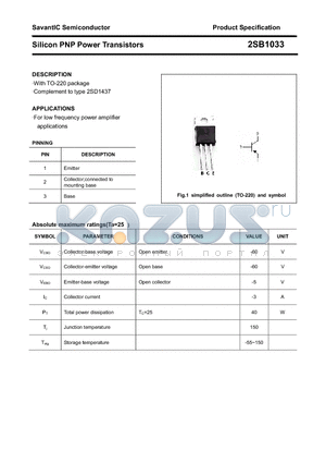 2SB1033 datasheet - Silicon PNP Power Transistors