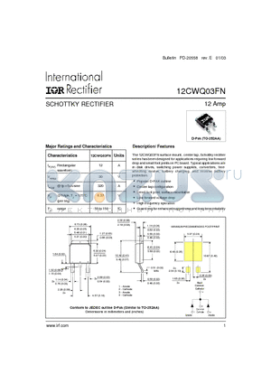 12CWQ03FN datasheet - SCHOTTKY RECTIFIER