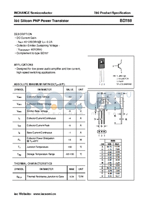 BD788 datasheet - isc Silicon PNP Power Transistor