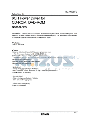 BD7902CFS datasheet - 6CH Power Driver for CD-ROM, DVD-ROM