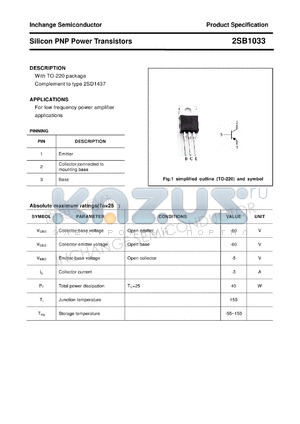2SB1033 datasheet - Silicon PNP Power Transistors