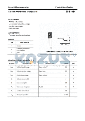 2SB1034 datasheet - Silicon PNP Power Transistors