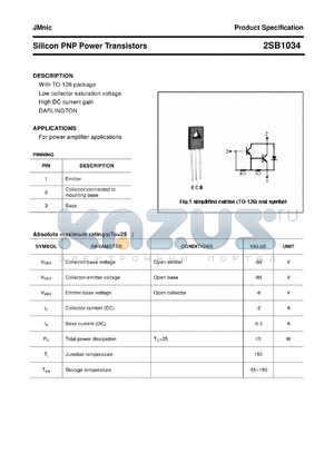 2SB1034 datasheet - Silicon PNP Power Transistors