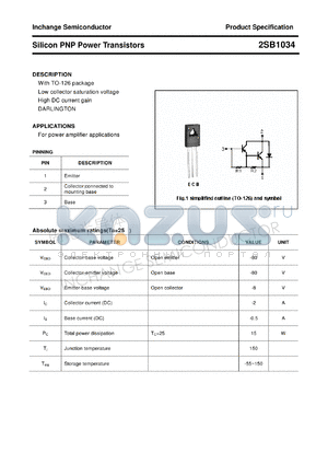 2SB1034 datasheet - Silicon PNP Power Transistors