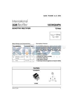 12CWQ04FN datasheet - SCHOTTKY RECTIFIER