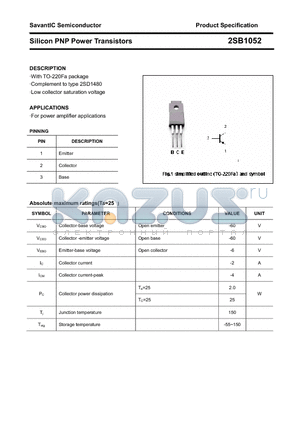 2SB1052 datasheet - Silicon PNP Power Transistors