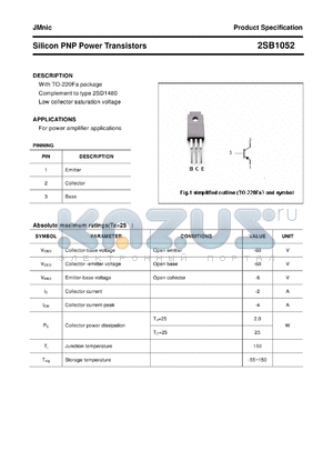 2SB1052 datasheet - Silicon PNP Power Transistors