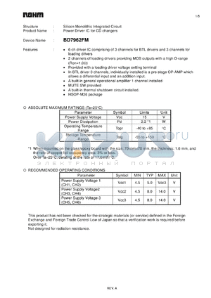 BD7962FM datasheet - Silicon Monolithic Integrated Circuit