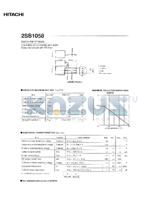 2SB1058 datasheet - LOW FREQUENCY POWER AMPLIFIER Complementary pair with 2SD1489