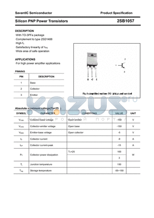 2SB1057 datasheet - Silicon PNP Power Transistors