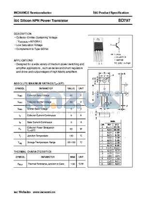 BD797 datasheet - isc Silicon NPN Power Transistor