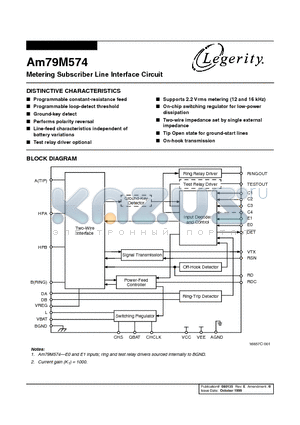 AM79M574 datasheet - Metering Subscriber Line Interface Circuit