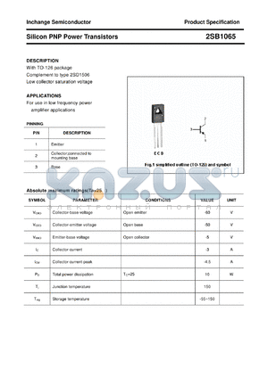 2SB1065 datasheet - Silicon PNP Power Transistors