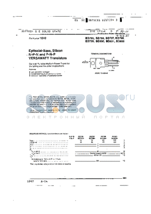 BD801 datasheet - EPITAXIAL-BASE,SILICON N-P-N AND P-N-P VERSAWATT TRANSISTORS