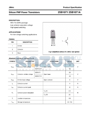 2SB1071 datasheet - Silicon PNP Power Transistors