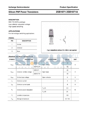 2SB1071 datasheet - Silicon PNP Power Transistors