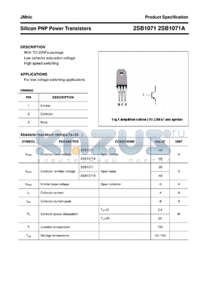 2SB1071A datasheet - Silicon PNP Power Transistors