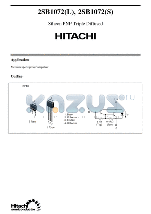 2SB1072 datasheet - Silicon PNP Triple Diffused