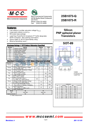 2SB1073-R datasheet - Silicon PNP epitaxial planer Transistors