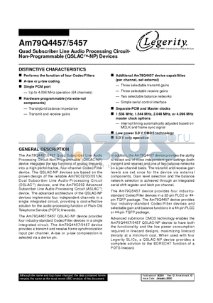 AM79Q5457J datasheet - Quad Subscriber Line Audio Processing Circuit-Non-Programmable (QSLAC-NP) Devices