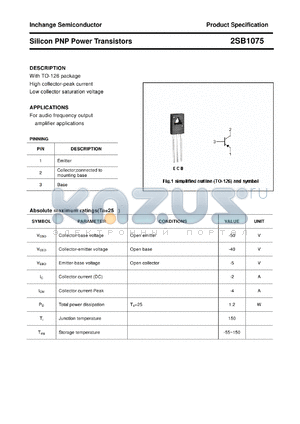 2SB1075 datasheet - Silicon PNP Power Transistors