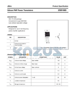 2SB1085 datasheet - Silicon PNP Power Transistors