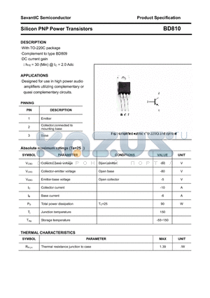 BD810 datasheet - Silicon PNP Power Transistors