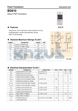 BD810 datasheet - Silicon PNP Transistors