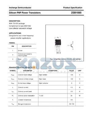 2SB1085 datasheet - Silicon PNP Power Transistors