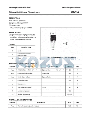 BD810 datasheet - Silicon PNP Power Transistors
