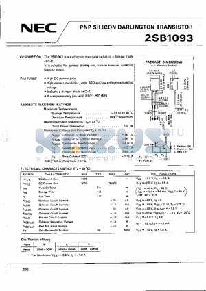 2SB1093 datasheet - PNP SILICON DARLINGTON TRANSISTOR