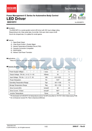 BD8105FV datasheet - Power Management IC Series for Automotive Body Control LED Driver