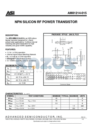 AM81214-015 datasheet - NPN SILICON RF POWER TRANSISTOR