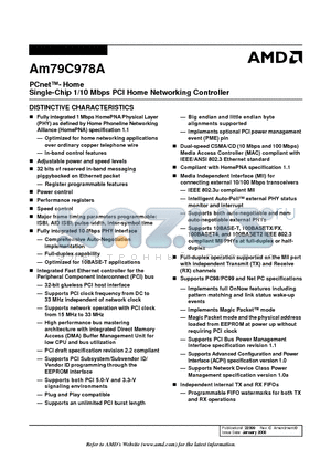 AM79C978AKCW datasheet - Single-Chip 1/10 Mbps PCI Home Networking Controller